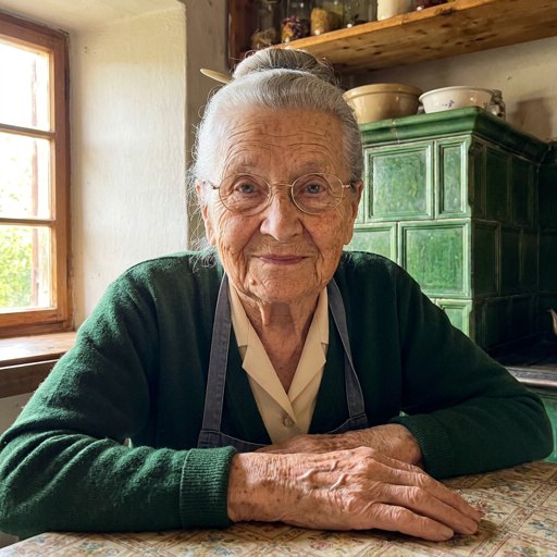 Hilde am Küchentisch